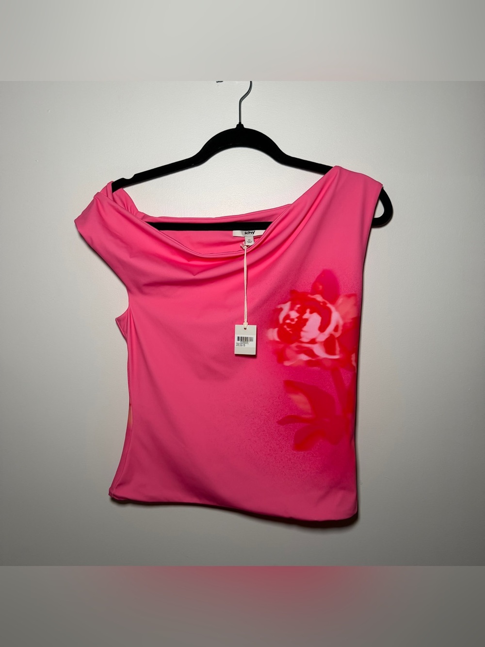 Khy x ioannes Smooth Stretch Asymmetrical Top Pink Peony Size XL